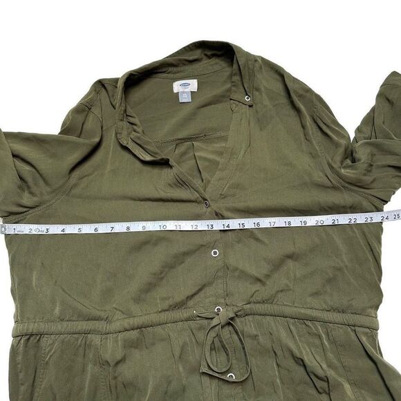 Old Navy Womens XXL Green Shirt Dress Button Front Pockets Casual Minimalist - Picture 7 of 11